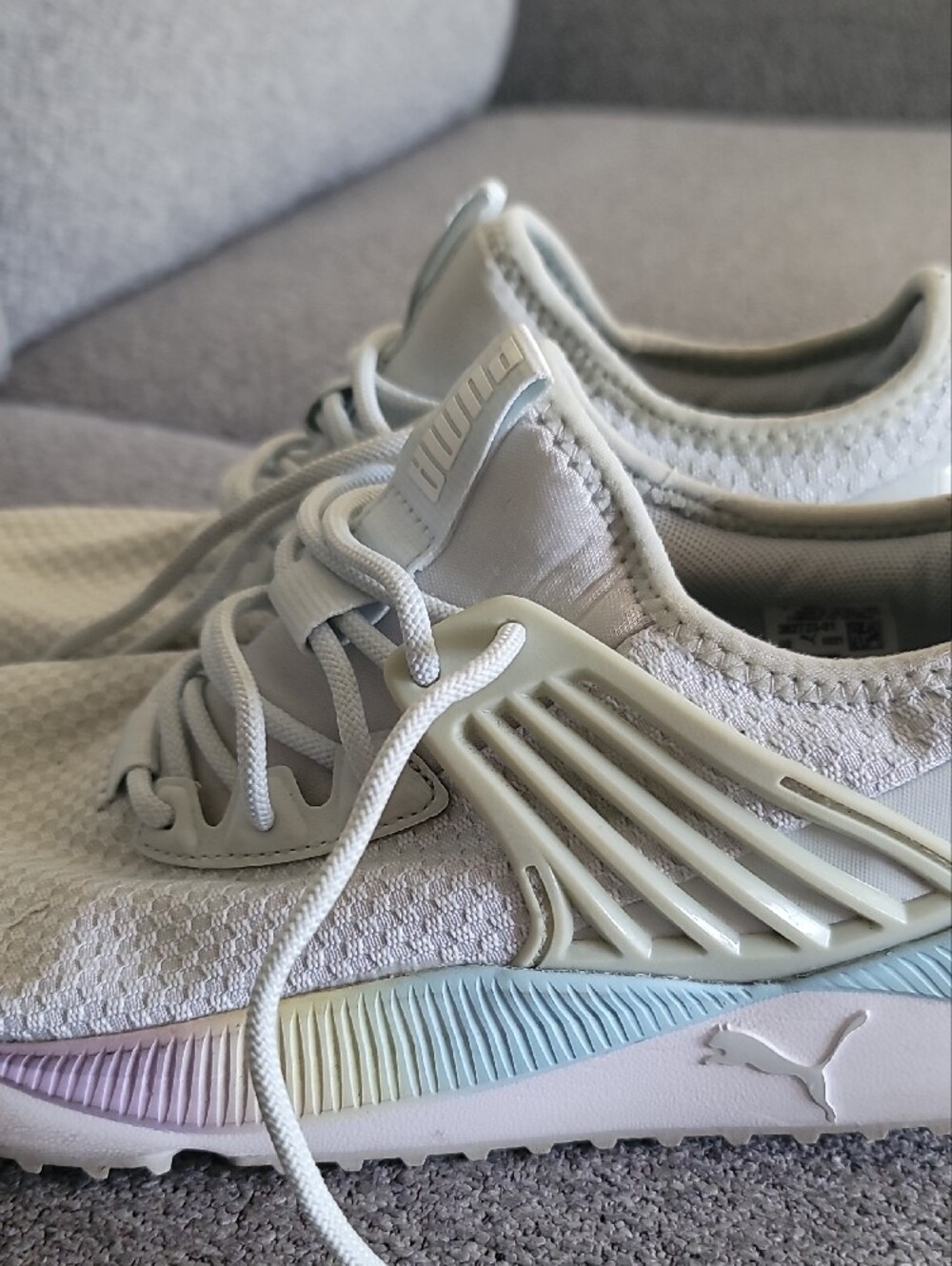 Puma Women's Light Blue Sneakers with Pastel Rainbow Accents - Picture 2 of 15